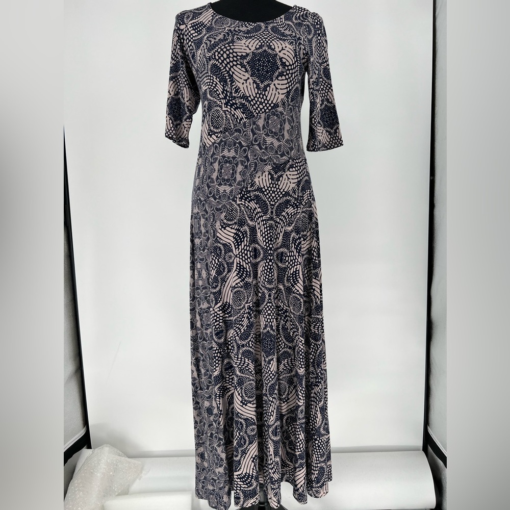 SOFT‎ SURROUNDINGS TAN AND BLUE MAXI DRESS